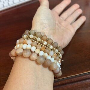 Lot of 6 Big Druzy Assorted Colors Beaded Bracelets Earth tone Colors